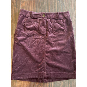 Maeve Anthropologie Burgundy Corduroy Skirt 1X Pockets Midi Stretch